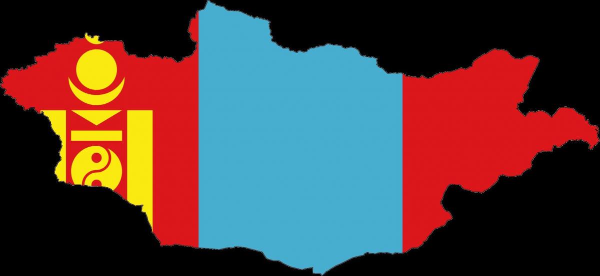 carte de drapeau de la Mongolie