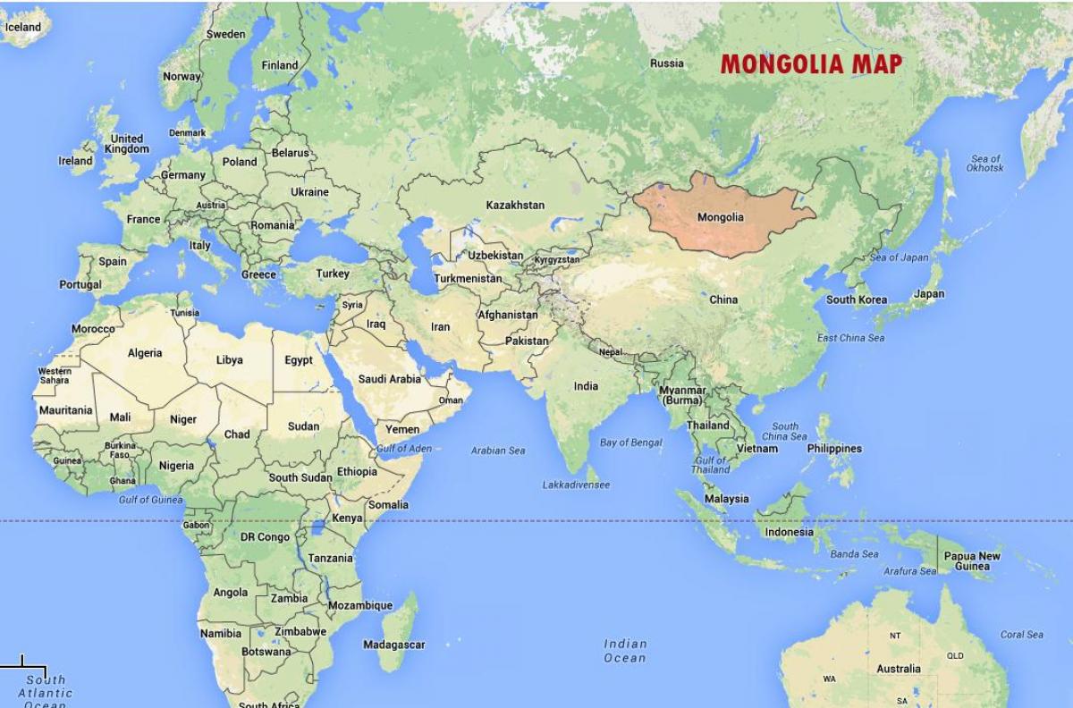 carte du monde montrant la Mongolie