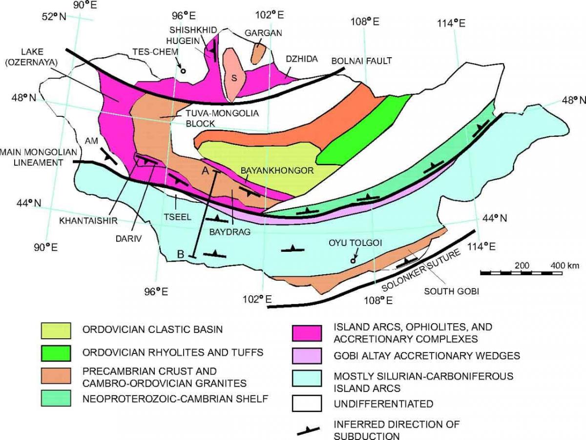 carte de la carte géologique de la Mongolie