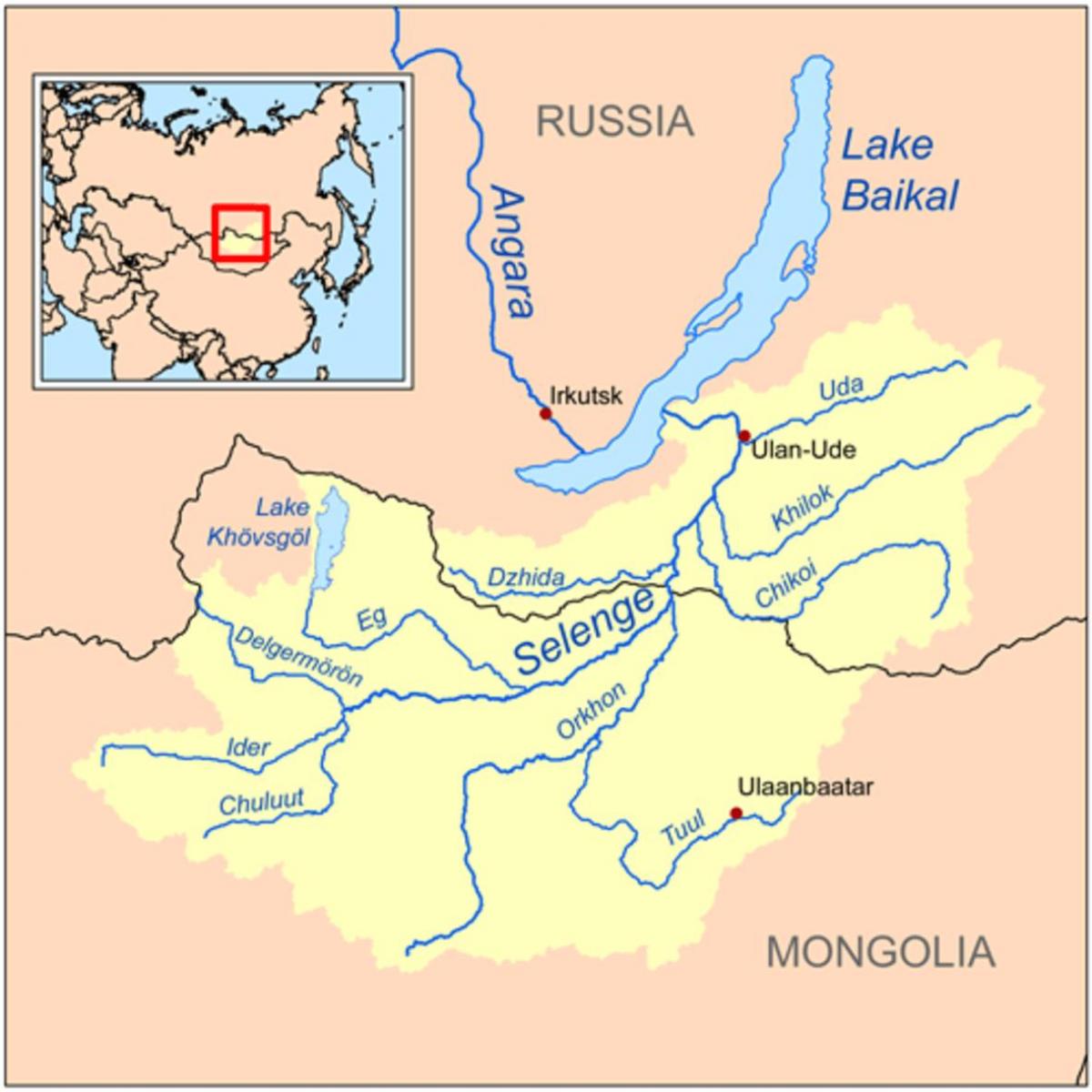 carte de la Mongolie de la rivière