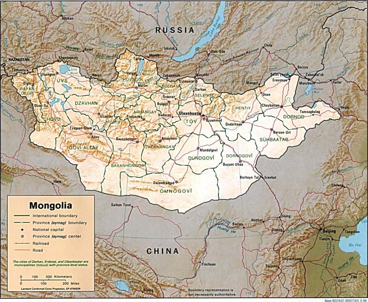 La mongolie carte géographique