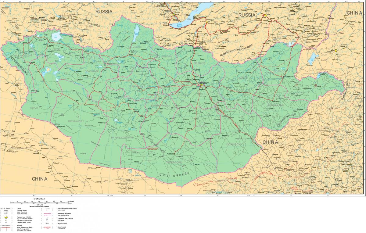 carte de la Mongolie de la route