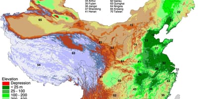 Carte de la Mongolie élévation