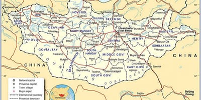 La mongolie carte touristique