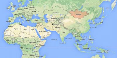 Carte du monde montrant la Mongolie